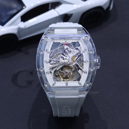BONEST GATTI 3D Mountain Mounteverest K9 Crystal Tonneau Watch BG6001
