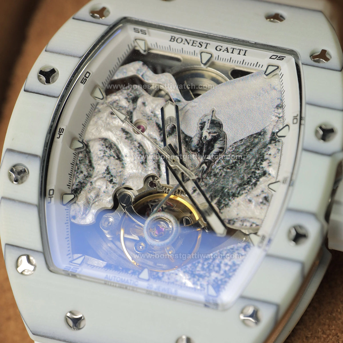 BONEST GATTI Road of Climb 3D Mountain Climber Tonneau Automatic Watch BG9002