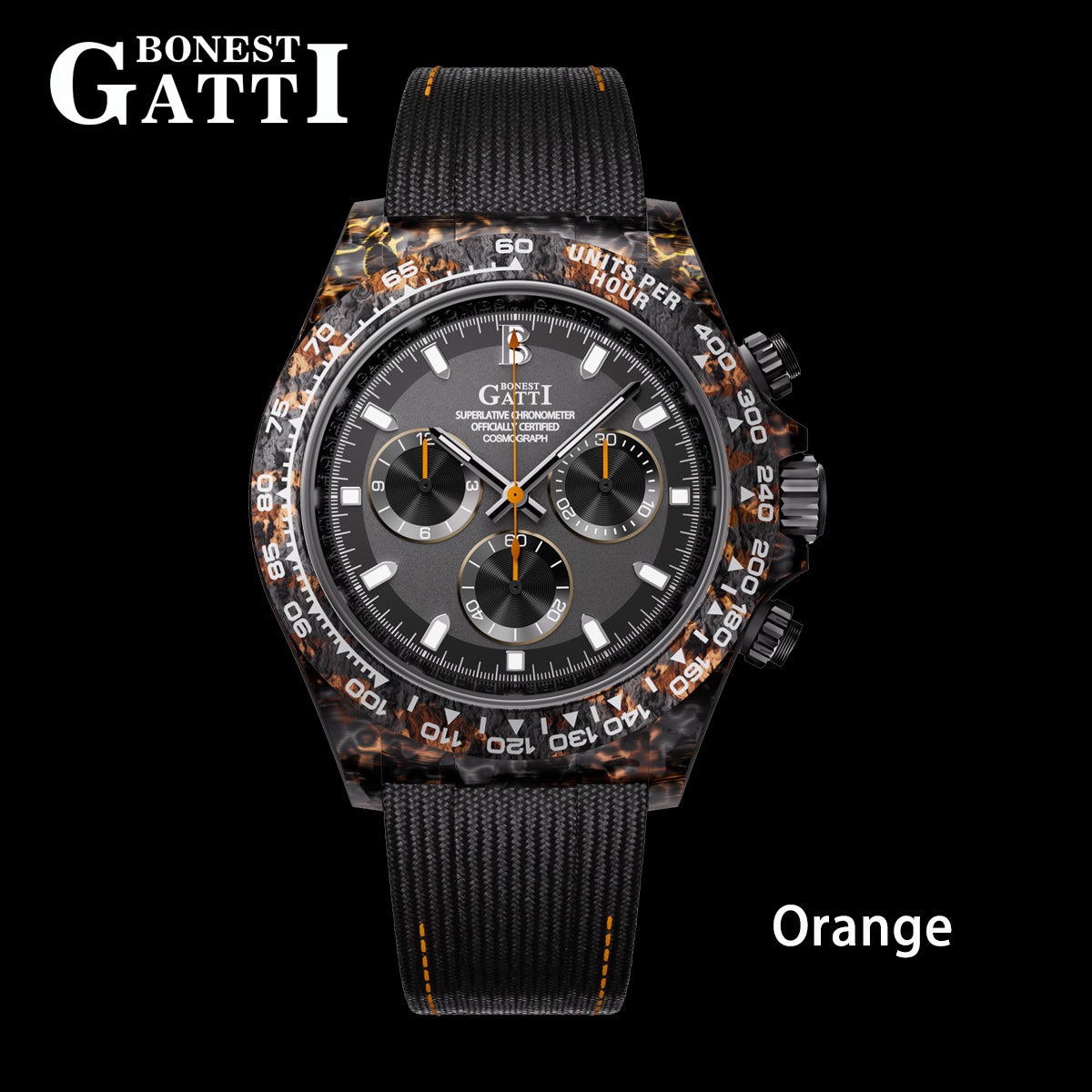 BONEST GATTI Carbon Fiber Automatic Chronograph Watch Self Wind Sapphire Crystal Luminous Waterproof Men Watch BG9010