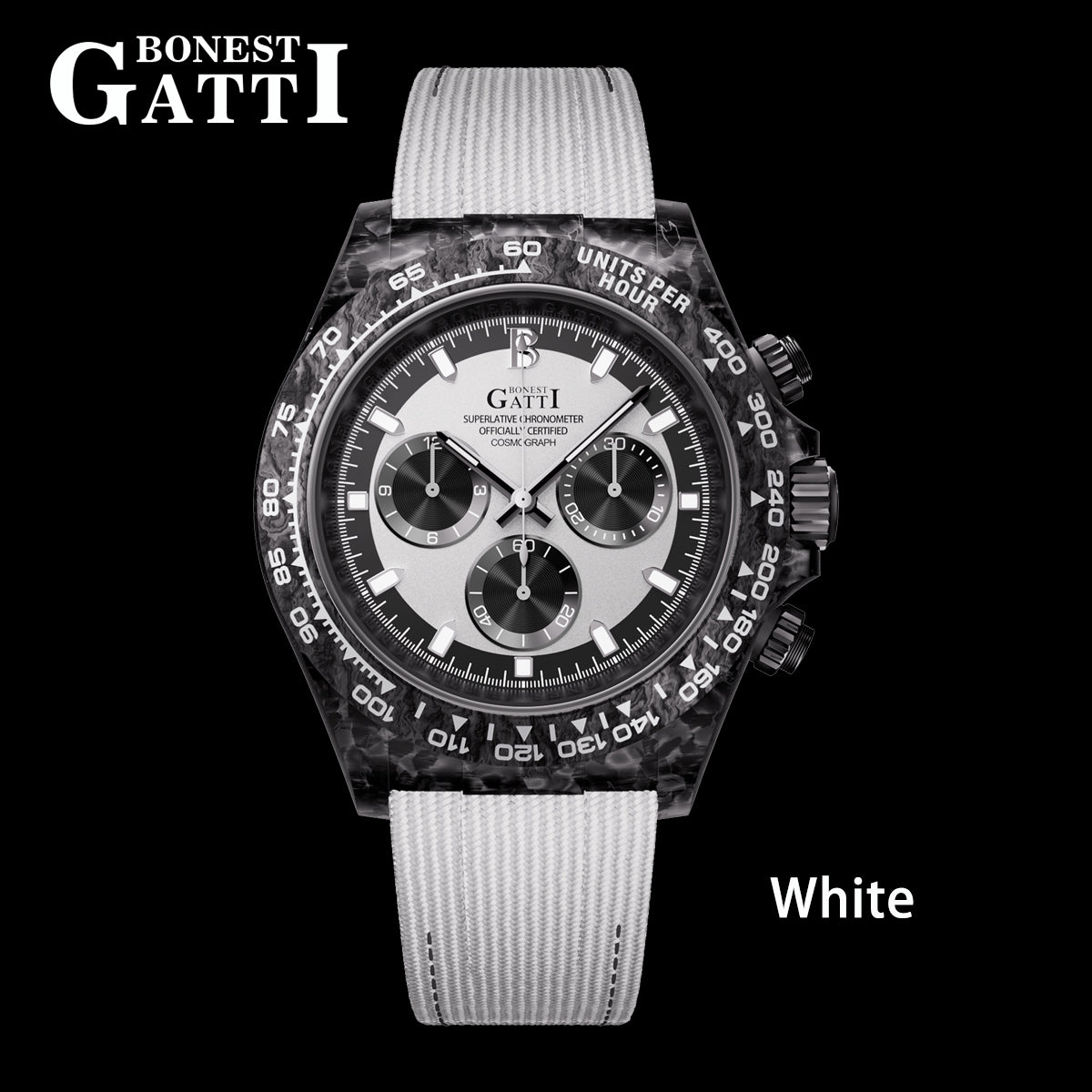 BONEST GATTI Carbon Fiber Automatic Chronograph Watch Self Wind Sapphire Crystal Luminous Waterproof Men Watch BG9010