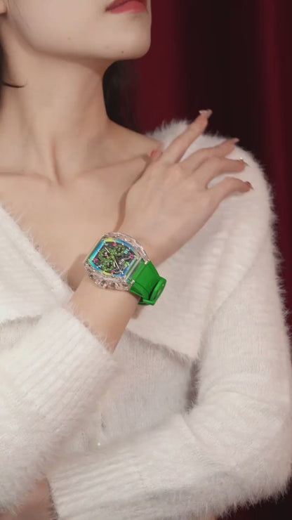 BONEST GATTI Speed Colorful Series K9 Crystal Tonneau Watch BG9920