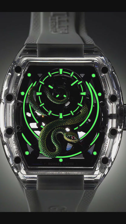 BONEST GATTI 3D Snake Dial K9 Crystal Tonneau Men Watch BG6004