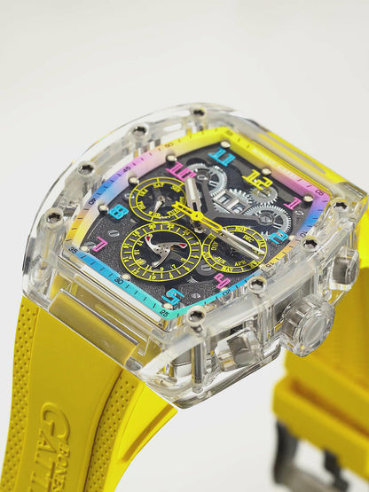 BONEST GATTI Speed Colorful Series K9 Crystal Tonneau Watch BG9920