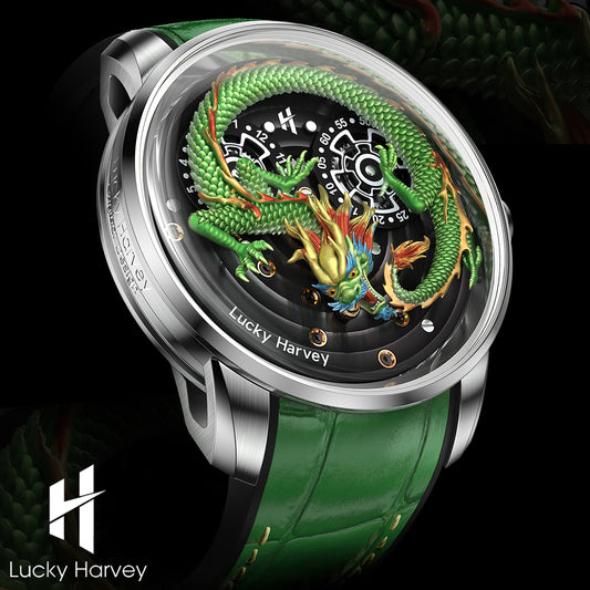 LUCKY HARVEY  Dragon Automaton watch Round shaped Case Luminous