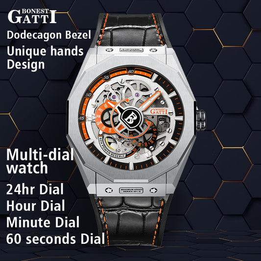 BONEST GATTI  CITIZEN Movement Roud shaped Case Luiminous Multi-dial watch GB7601-B