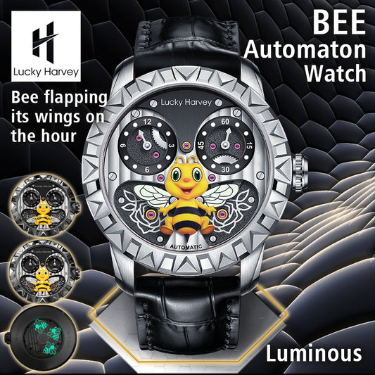 LUCKY HARVEY Bee Automaton Automatic Watch Round shaped Case Luminous