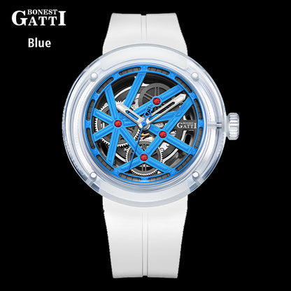 BONEST GATTI  Automatic Movement Round Optical Glass Barrel shaped Case Luminous BG7702