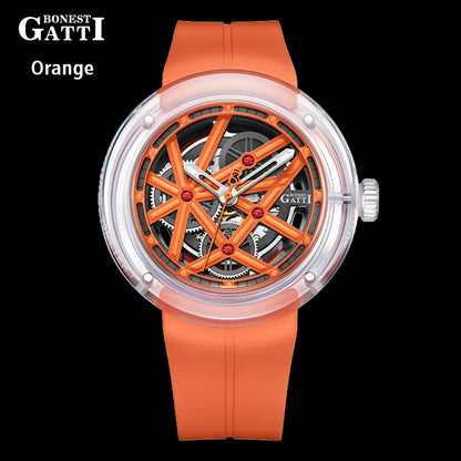 BONEST GATTI  Automatic Movement Round Optical Glass Barrel shaped Case Luminous BG7702