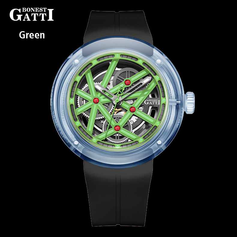 BONEST GATTI  Automatic Movement Round Optical Glass Barrel shaped Case Luminous BG7702