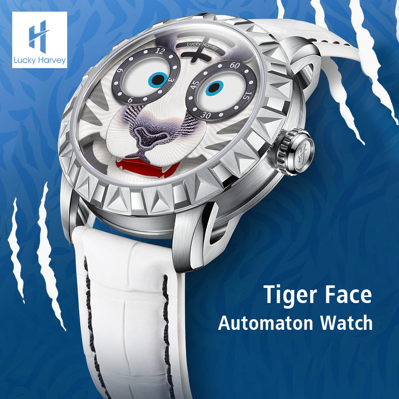 LUCKY HARVEY Tiger Automatic Watch Round shaped Case Luminous