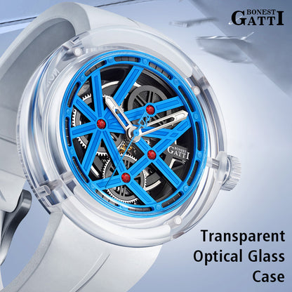 BONEST GATTI  Automatic Movement Round Optical Glass Barrel shaped Case Luminous BG7702