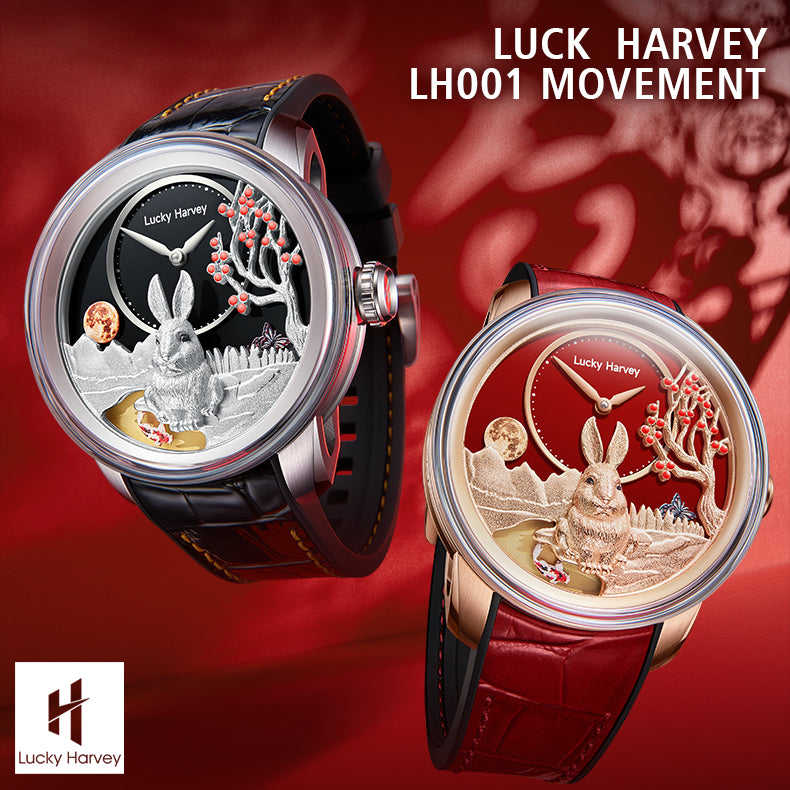 LUCKY HARVEY Rabbit Automaton Watch Round shaped Case Luminous Limited Edition(388 PCS)