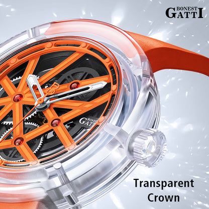 BONEST GATTI  Automatic Movement Round Optical Glass Barrel shaped Case Luminous BG7702